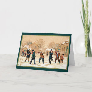 19th C. Kasta snöboll slagsmål Helgkort