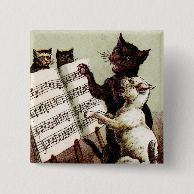 19th C. Singing Cats Knapp (Framsida)
