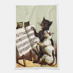 19th C. Singing Cats Kökshandduk
