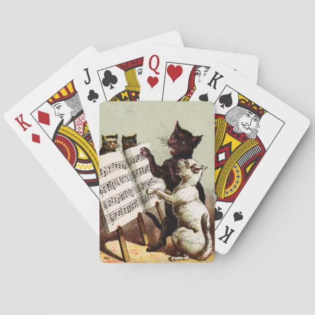 19th C. Singing Cats Spel Kort (Baksidan)