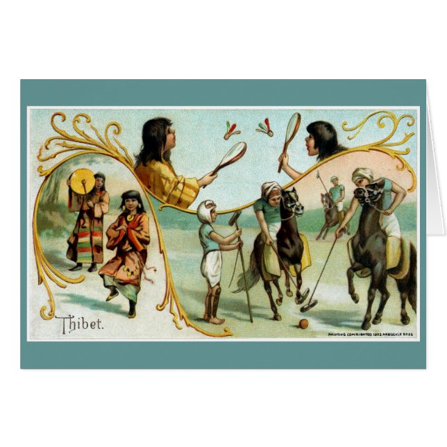 19th C. Tibet Hälsningskort (Framsidan Horizontal)