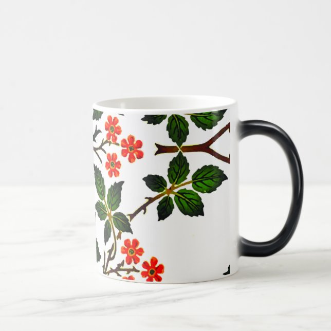 19th Century Blommönster Lövverk Grönt Rosa  Magisk Mugg (Höger)