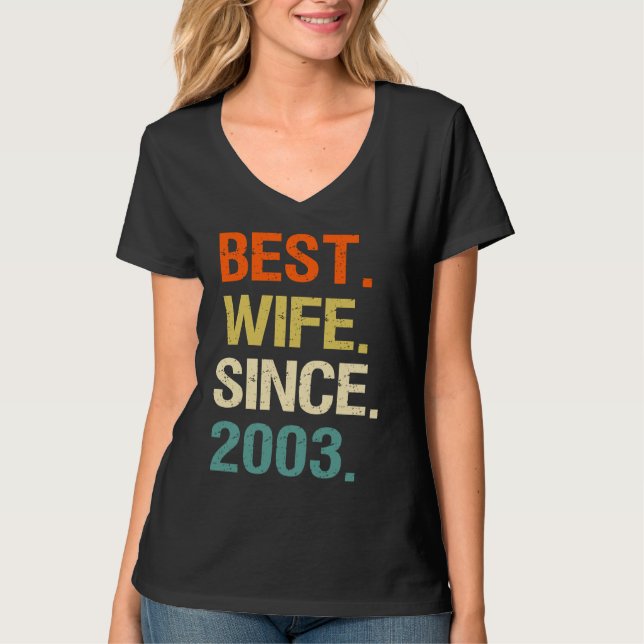 19th Valentine Anniversary for Her Best Wife Since T Shirt (Framsida)