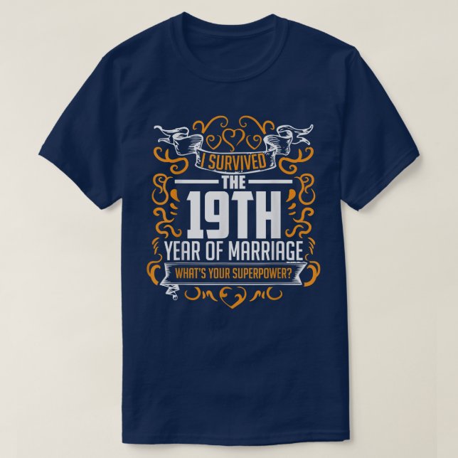 19th Wedding Anniversary Gifts 19 Year T  For Her  Shirt (Design framsida)