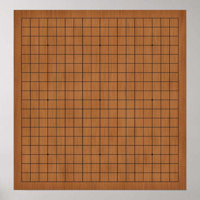 19X19 Goban Brown Wood Anpassade Bakgrund Poster (Framsidan)