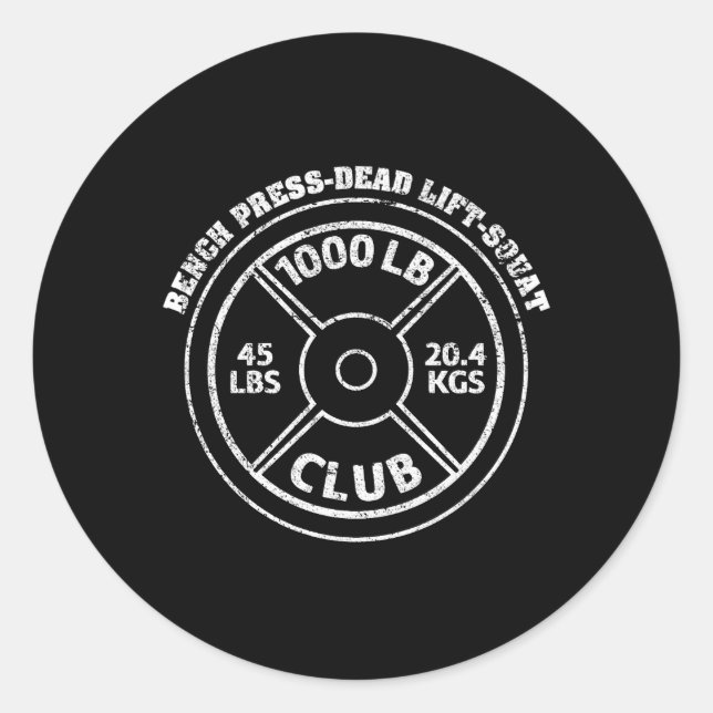 1 000 lbs Pound Klubb Gym Weightlift Dead Hiss BE Runt Klistermärke (Framsida)