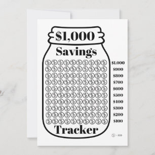 $1 000 Savings Tracker Mason Burk budgetmål Lakan Inbjudningar