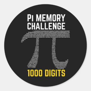 1 000 siffror PI-minnesutmaning - PI-dag Runt Klistermärke