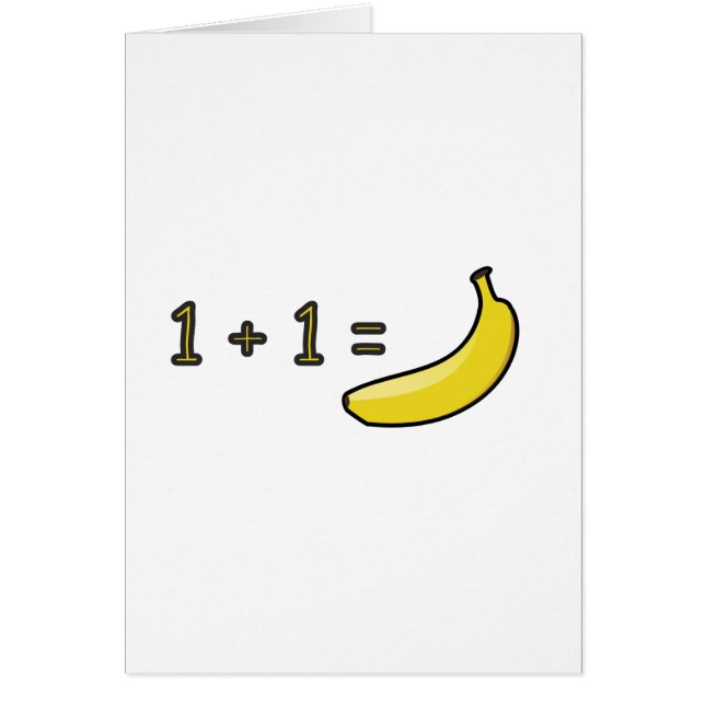 1 + 1 = banan hälsningskort (Framsidan)