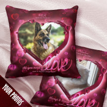 1+1-foto Pet Kärlek & Keepsak, Red Neon Hearts -