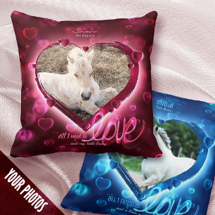 1+1 Fotohorse & Pet Kärlek, Red & Blue Hearts - Kudde