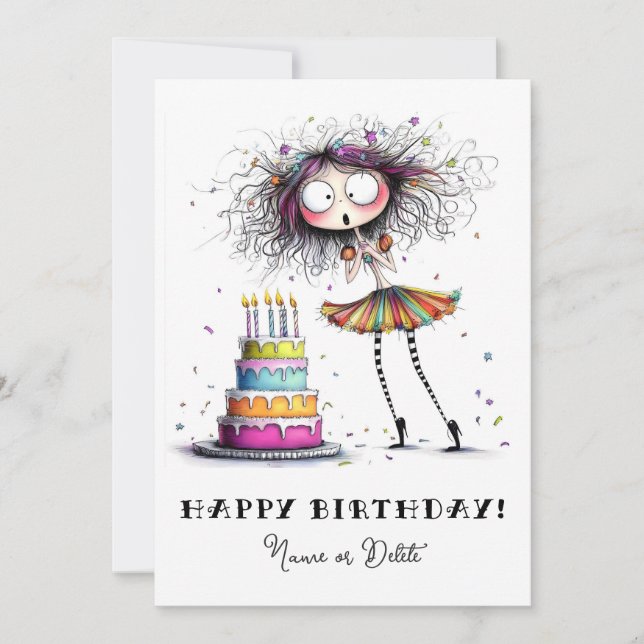 *_* 1 1 PHOTO NAMN Birthday Personalize Whimsime Inbjudningar (Framsida)