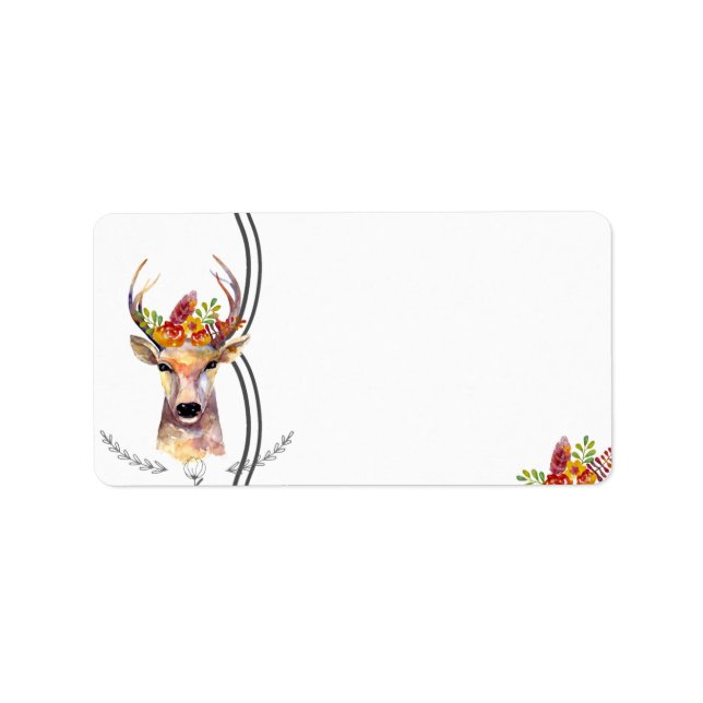 1,25 tum x 2,75 tum Adress Boho Hjort Buck Head Br Adressetikett (Framsidan)