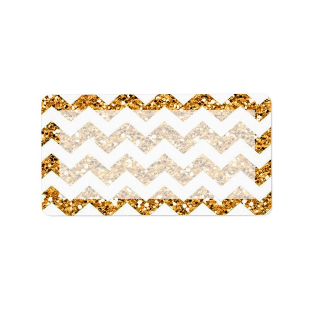 1,25 tum x 2,75 tum Adress Guld Chevron Adressetikett (Framsidan)