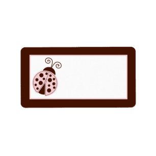 1,25 tum x 2,75 tum Adress Rosa Ladybug Adressetikett