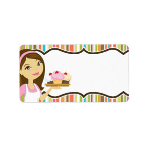 1,25 tum x 2,75 tum Bakery Brunette Mailing Addres Adressetikett