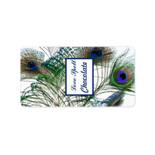 1,25 tum x 2,75 tum Hershey's Peacock Feathers Blu Adressetikett