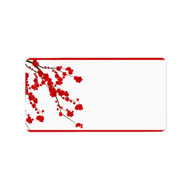1,25-tums x2,75-tums Blommar i Adress Red Cherry Adressetikett (Framsidan)