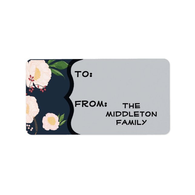 1,25-tums x 2,75-tums Julvita Blommigtar Blommor p Adressetikett (Framsidan)