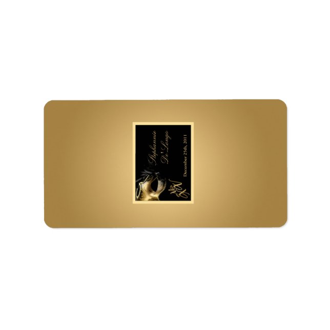 1,25" x 2,75" Hersheys Miniature Mis XV Guld Adressetikett (Framsidan)