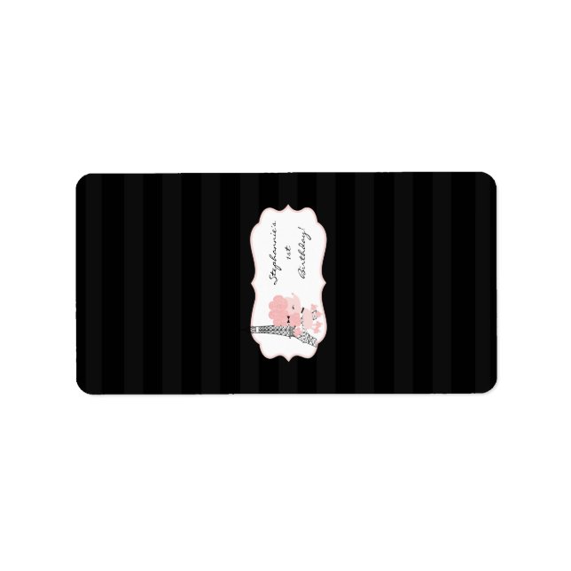 1,25" x 2,75" Hersheys ministerium Rosa Pudel Pari Adressetikett (Framsidan)