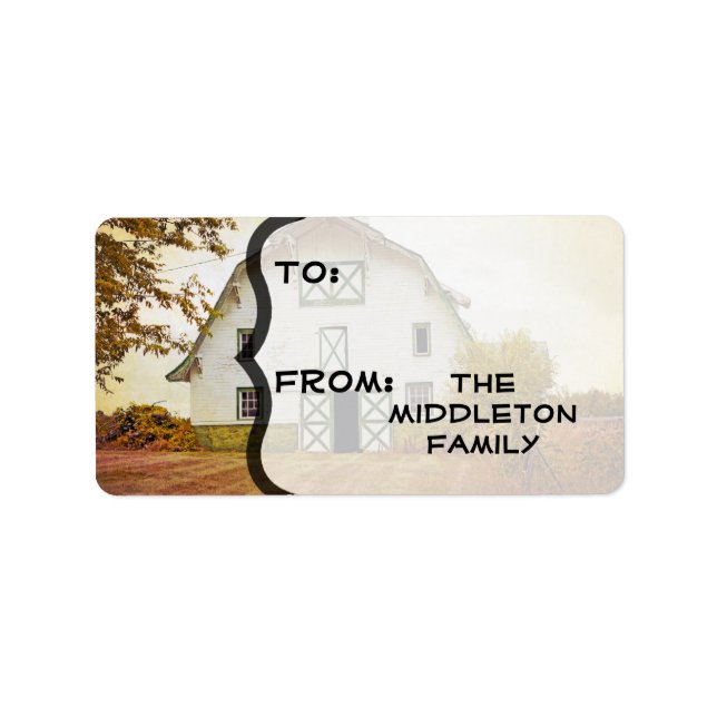 1,25" x 2,75" Jul JULAFTON Sunset Barn Land Rus Adressetikett (Framsidan)