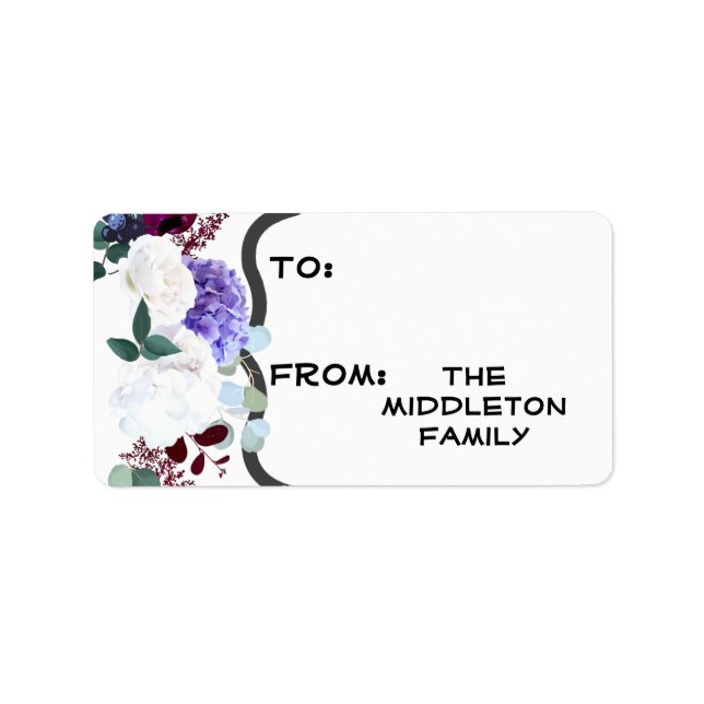 1,25" x 2,75" Jul Lavender Hibiscus på vitt Adressetikett (Framsidan)