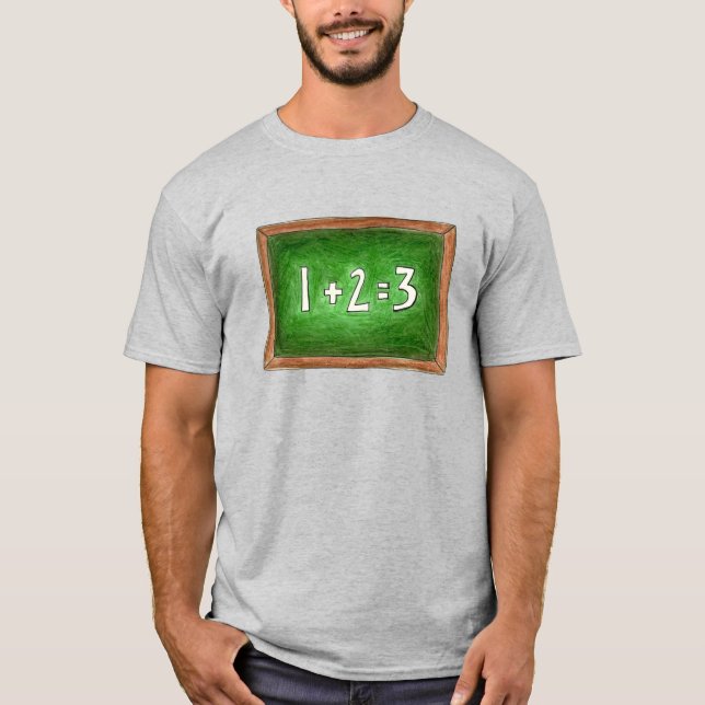 1+2=3 Gröntar skolschalkboard Math Teacher Tee (Framsida)