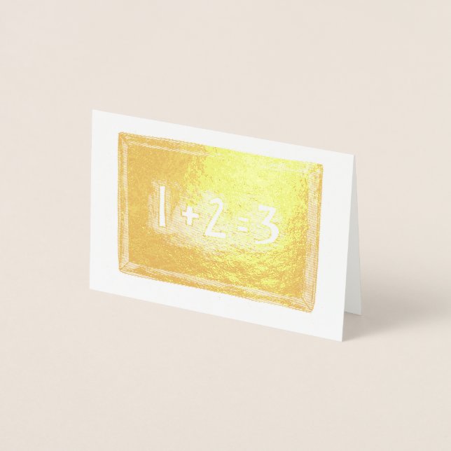 1+2=3 Math Teacher School Class Chalkboard Slate Folierat Kort (Framsida)