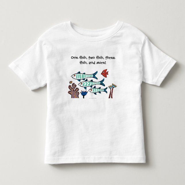 1, 2, fisk 3 med lite fisken och korall tee shirt (Framsida)