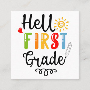 1/2- Hej Första Klass Shirt, första Klass Student Fyrkantigt Visitkort