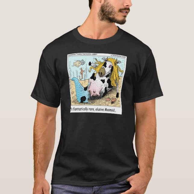 1/2 Ko 1/2 Sjöjungfru Moomaid Rolig Tee Shirt (Framsida)