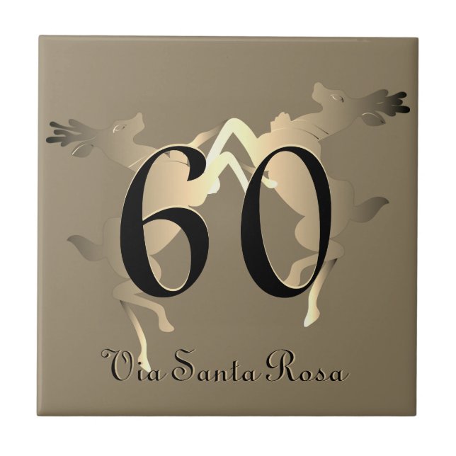 1-2-siffrigt Reindeer House Number och Street Kakelplatta (Framsidan)