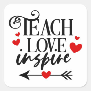1/2 Teach Kärlek Inspire Shirt kindergarten Lärare Fyrkantigt Klistermärke