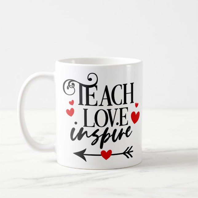 1/2 Teach Kärlek Inspire Shirt kindergarten Lärare Kaffemugg (Vänster)