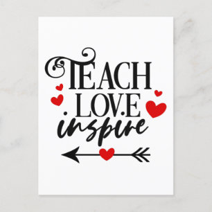 1/2 Teach Kärlek Inspire Shirt kindergarten Lärare Vykort