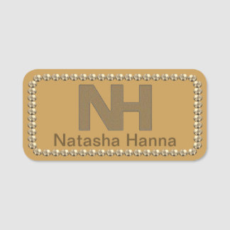 1,5" Natasha Hanna Guld Bling NAMN BRICKA Namnbricka