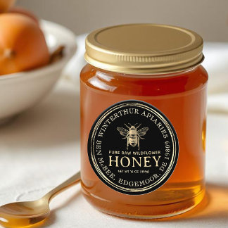 1,5-tums Guld Vintage Bee Watersecure Vinyl honey- Klistermärke