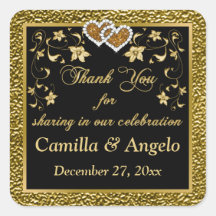 1,5-tums Sq Guld, Svart Blommigt, Hearts-favoritmä