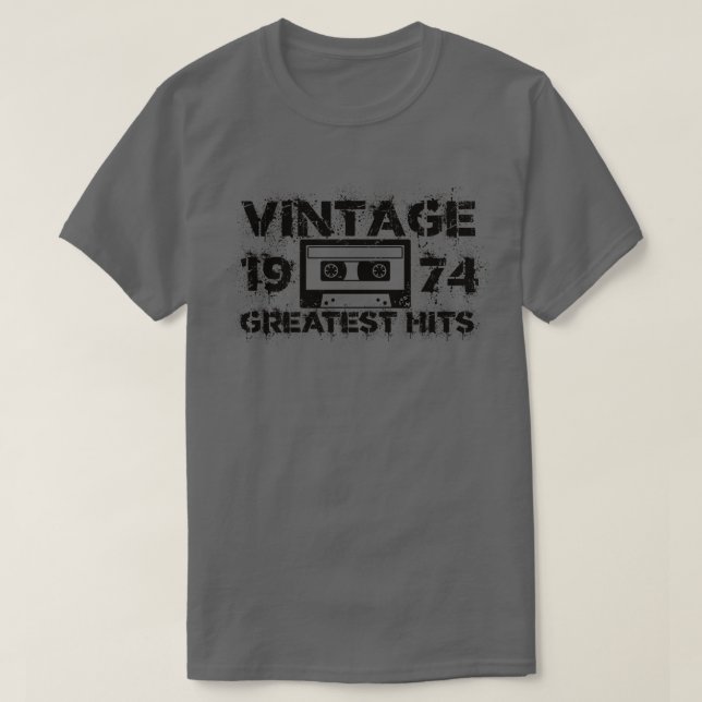 1 974 Underbarare Vintagen Svart T Shirt (Design framsida)