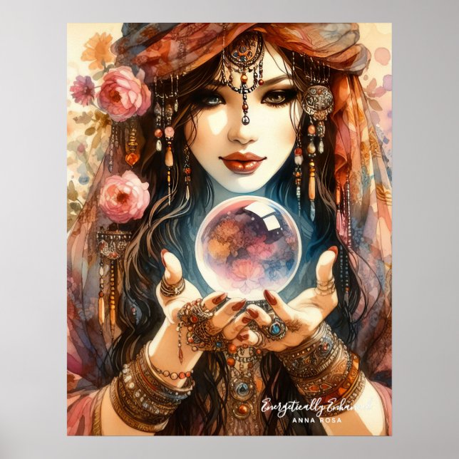 *~* 1 A100 Psychic Reader Gypsy Crystal Pall Poster (Framsidan)