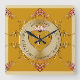 1:a/50:e Golden Ochre Wall Clock Fyrkantig Klocka