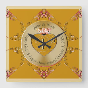 1:a/50:e Golden Ochre Wall Clock Fyrkantig Klocka