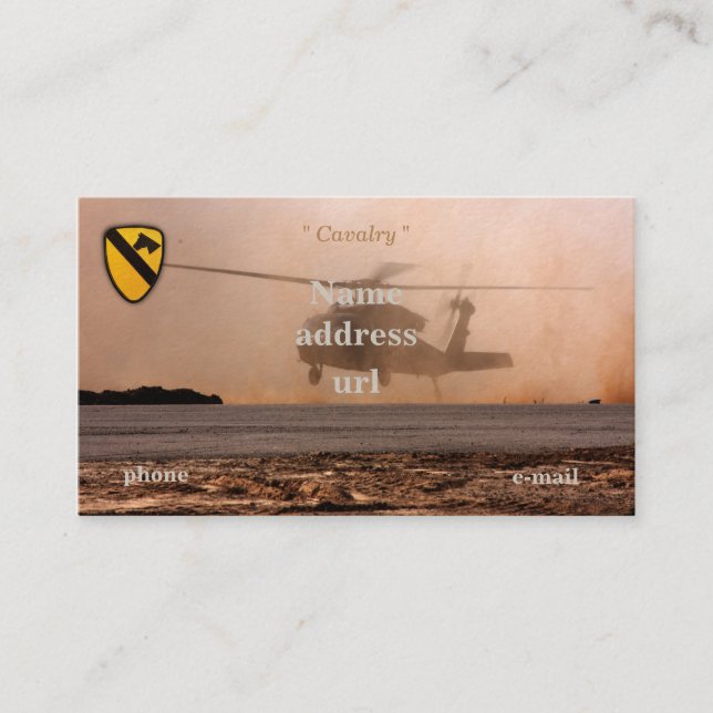 1:a 7:e Cavalry Division Luft Cav vets patch Visitkort (Framsida)