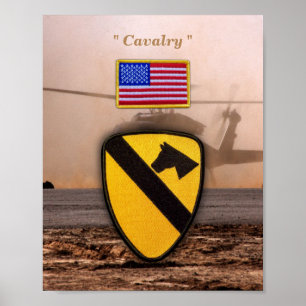 1:a 7:e Cavalry Luft Cav Vetereans Vets Patch Poster