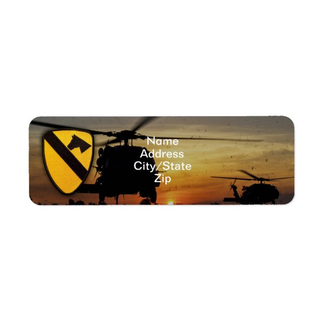 1:a 7:e cavalry luft cav vietnam krig returadress etikett (Framsidan)