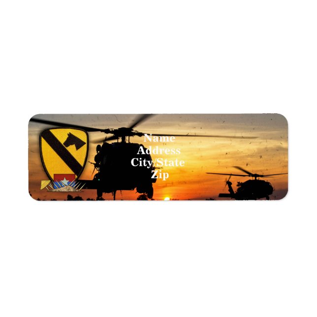 1:a 7:e cavalry luft cav vietnam krig returadress etikett (Framsidan)