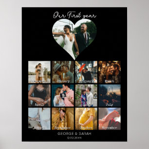 1:a året fotojubileumskalender 12 månader poster