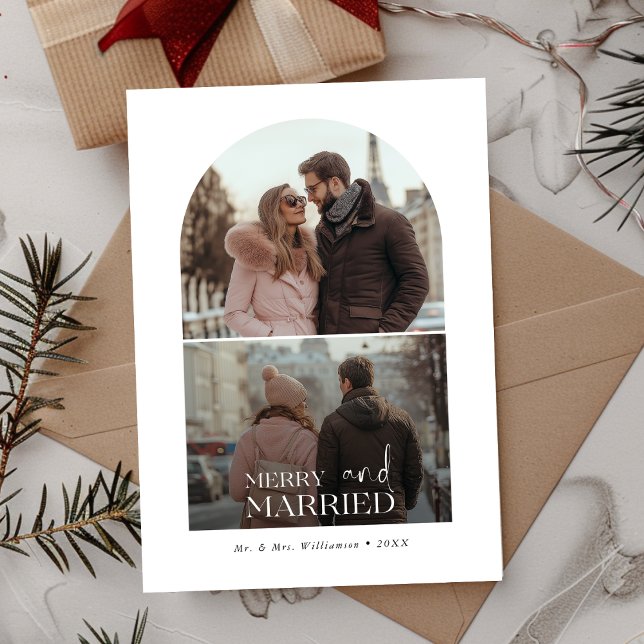 1:a året - God jul och Gift Arch-foto Julkort (Skapare uppladdad)