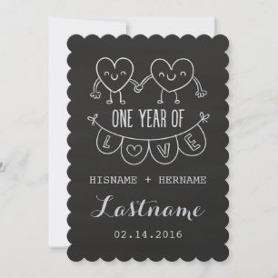 1:a årsdagen av besöken av Gift Chalk Hearts V2 Inbjudningar
